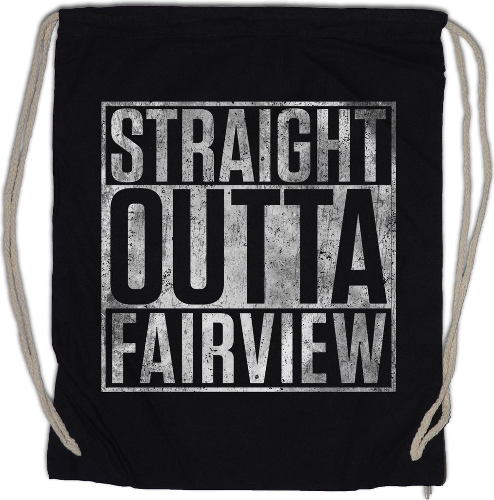 Urban Backwoods Straight Outta Fairview, Turnbeutel, Farbe: Schwarz