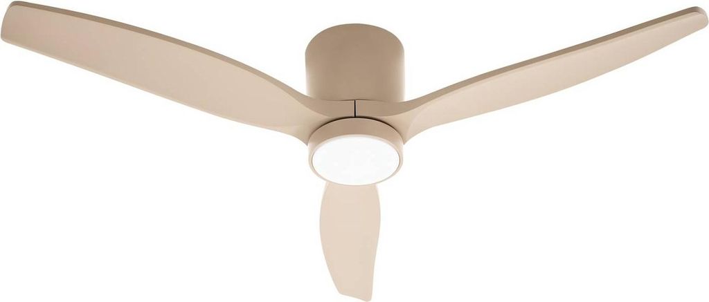 Lucande LED-Deckenventilator Sorin, beige, DC, leise, IP44