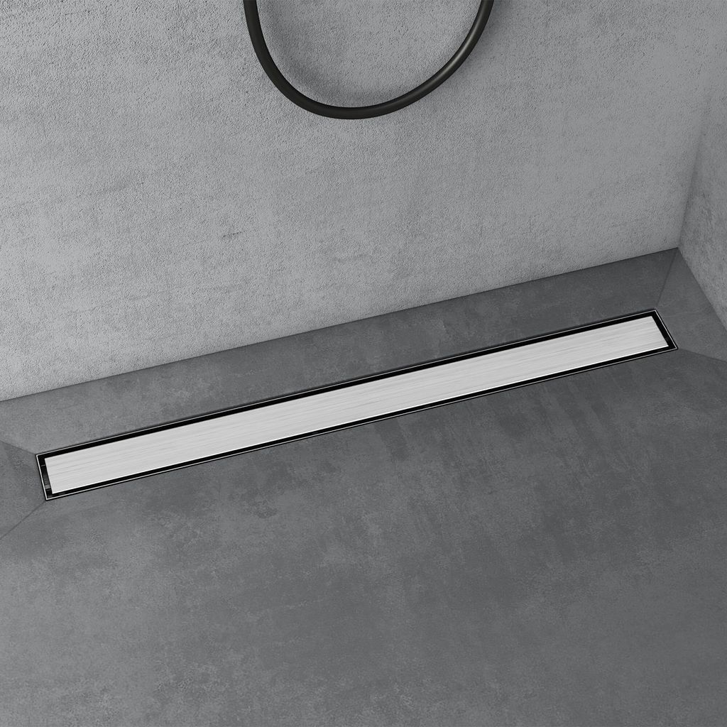 doporro Duschrinne 100cm Edelstahl Dusche Duschablauf mit Gruchstop und Haarsieb befliesbar Duschabfluss Chrom KE110 Duschablauf