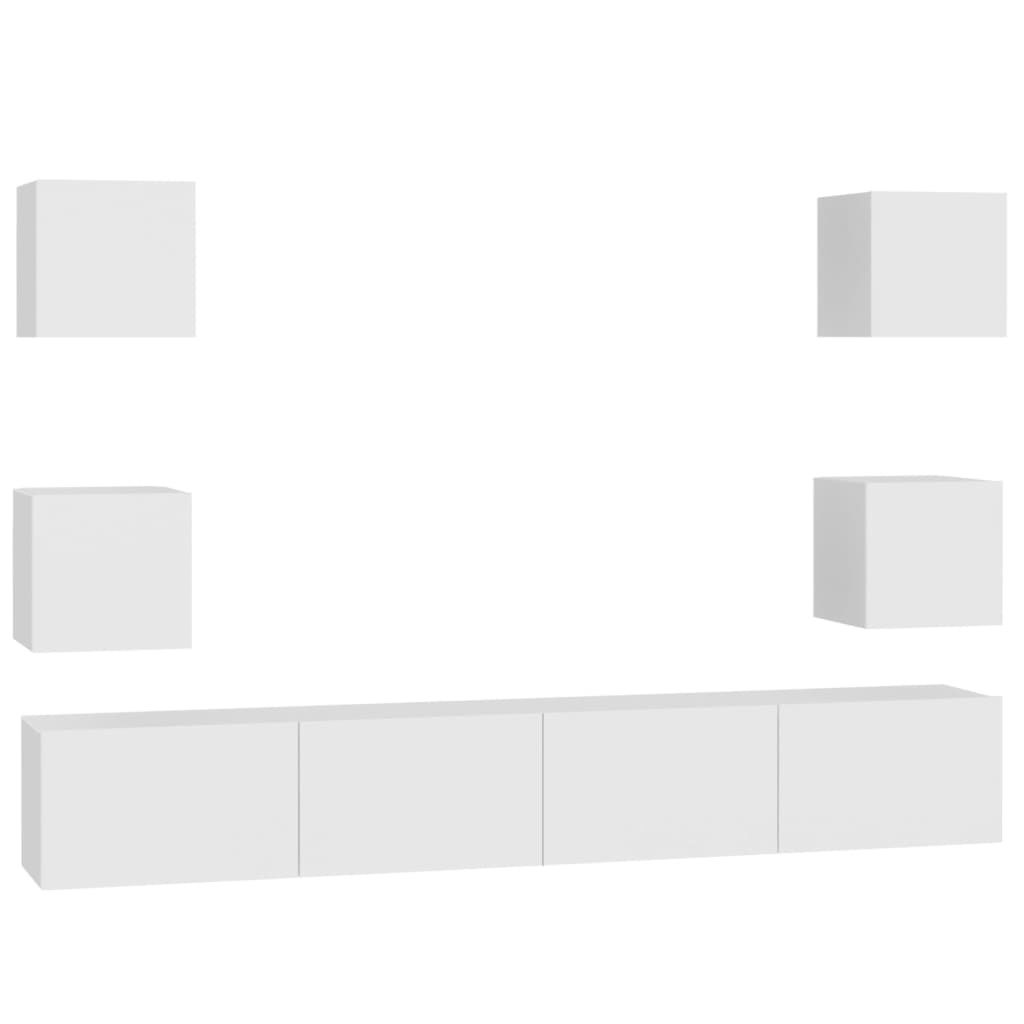 "Winter Sale"6-tlg. TV-Schrank-Set Weiß Holzwerkstoff - TV-Schränke - clorisNeu5933494