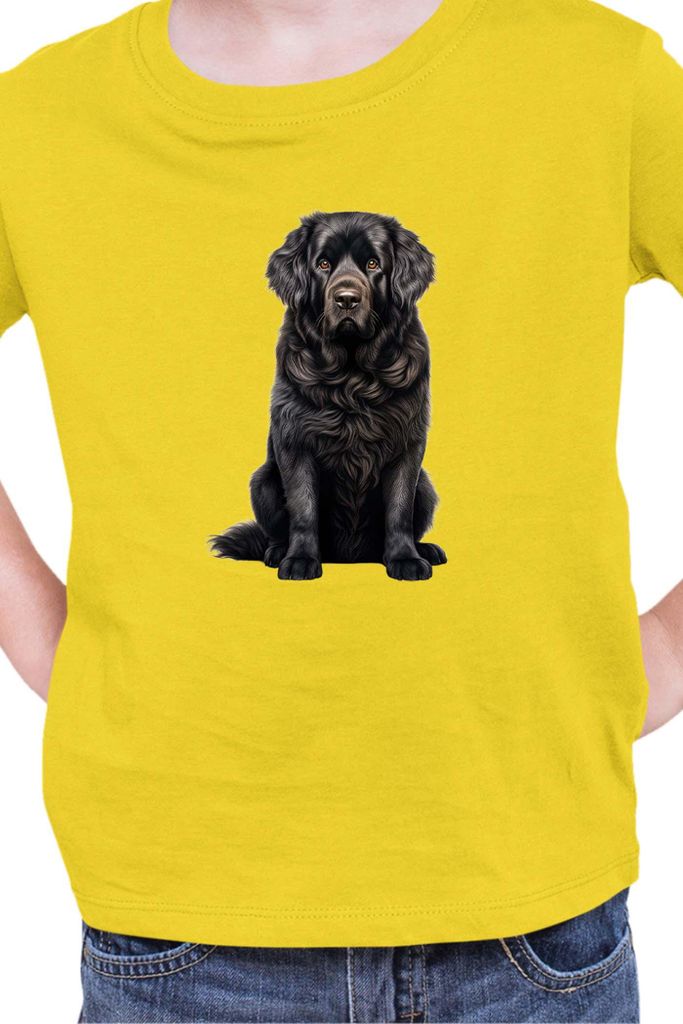 Kinder T-Shirt Dogs Breeds Newfoundland Dog Breed 006, 7-8 Jahr - 128 / Gelb