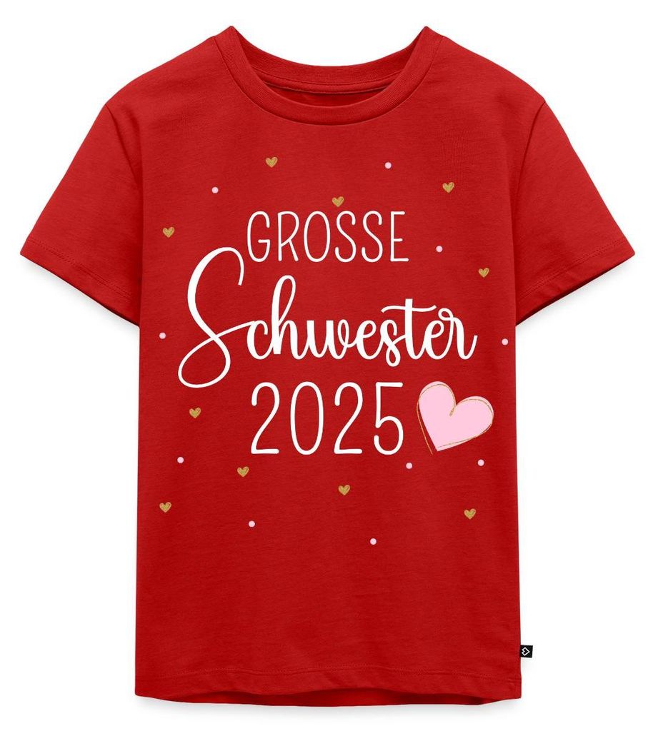 Spreadshirt Große Schwester 2025 Mit Herzchen Kinder Premium T-Shirt, 110/116 (4 Jahre), Rot