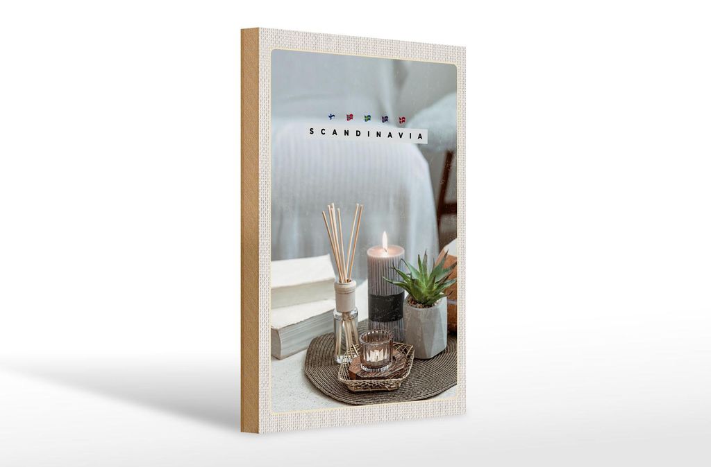 Holzschild Reise 20x30cm Skandinavien Kerze Vase Tischdecke