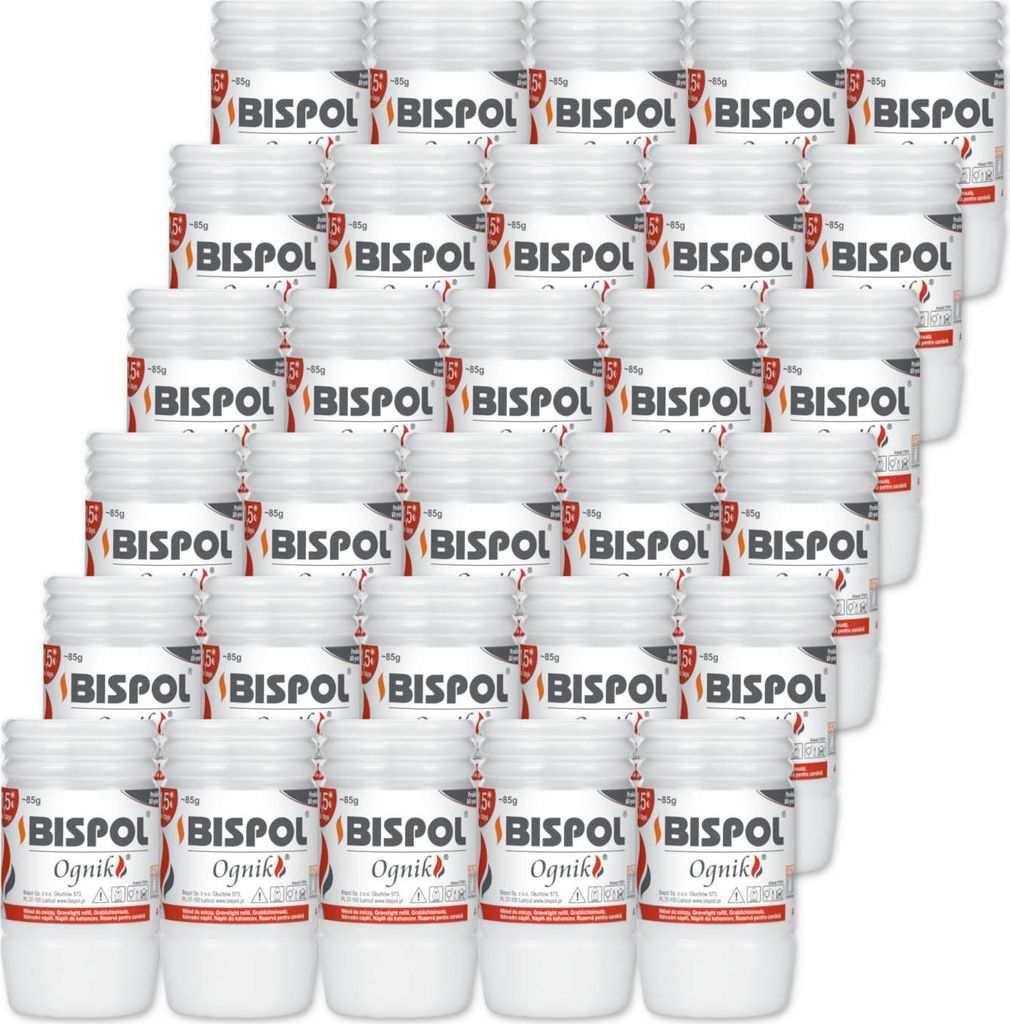 A stack of white containers with red and black labels.