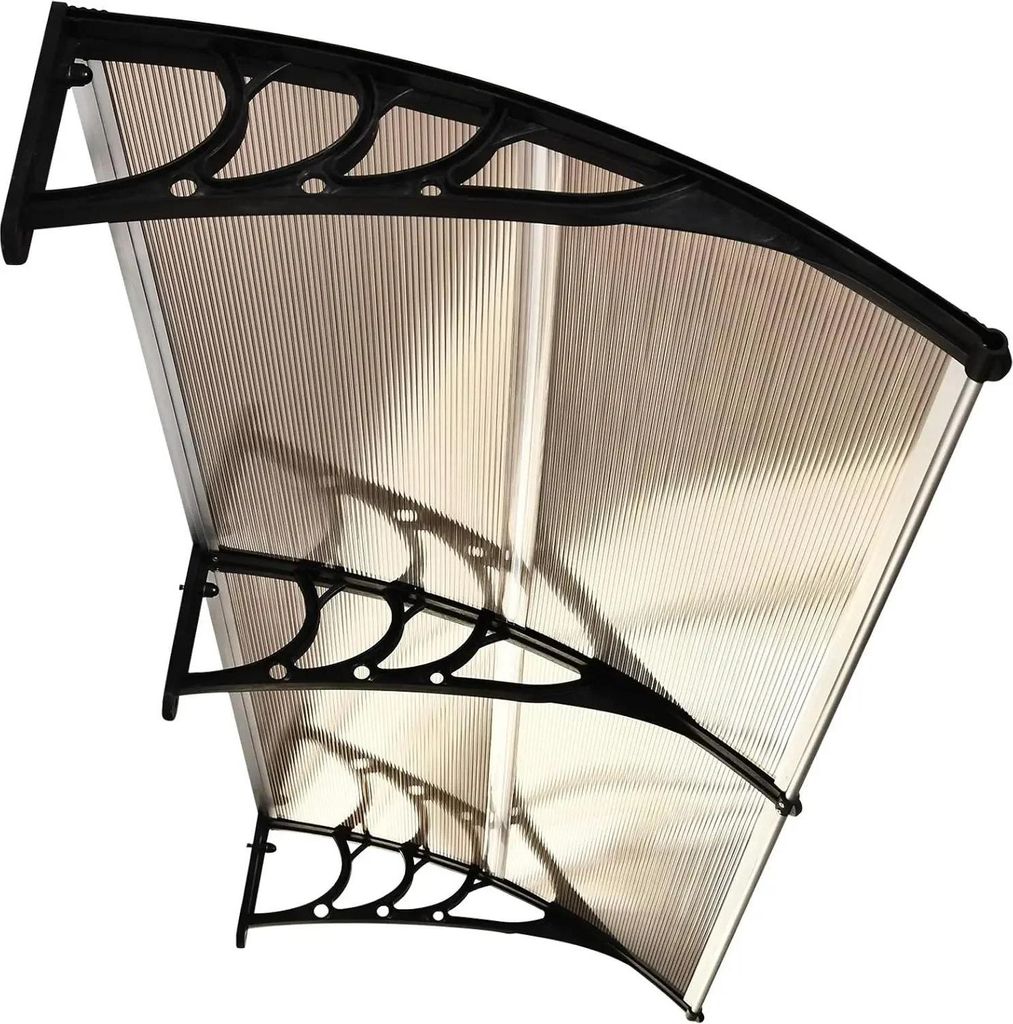 Vordach für Tür & Fenster - Polycarbonat Hohlkammerplatte - Verbessert 190 x 99 cm - UV-Schutz, Regen & Schnee - ABS-Rahmen - Armeegrün