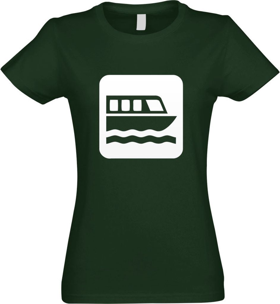 Kiwistar - T-Shirt tailliert - Damen - flaschengrün - Fährhafen Fähre Piktogramme - mit Motiv Bedruckt - Funshirt Design - Sport - Freizeit - Da...