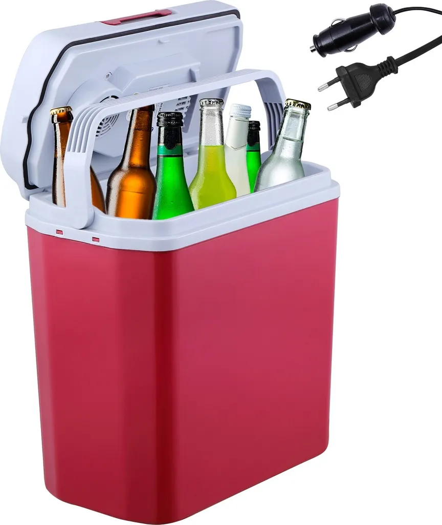 Glacière de Voyage 20 Litres Rouge - Idéal Camping, Voiture et Pique-nique