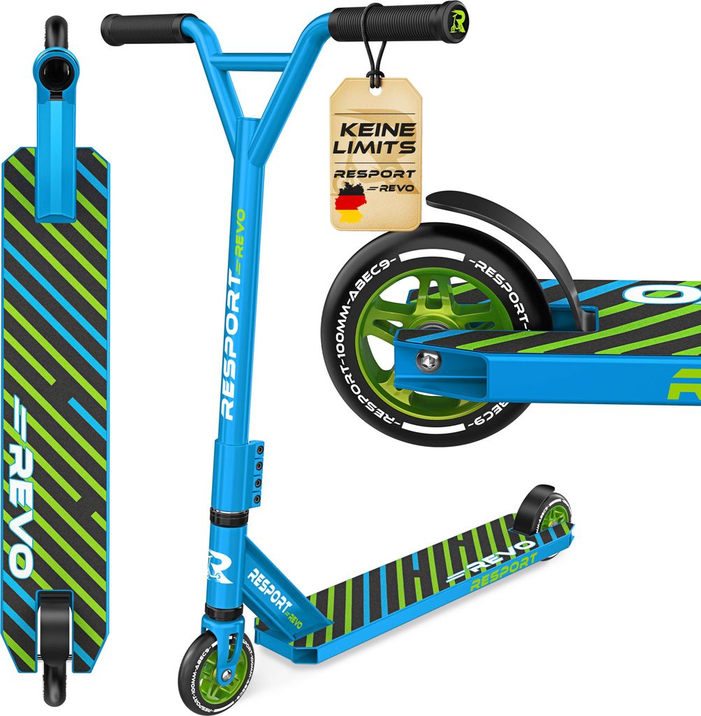RE:SPORT Stunt Scooter REVO für Kinder & Erwachsene mit Ständer | Profi Stuntroller 100mm PolyurethanWheels & Y-Bar | Stuntscooter Kickscooter ...