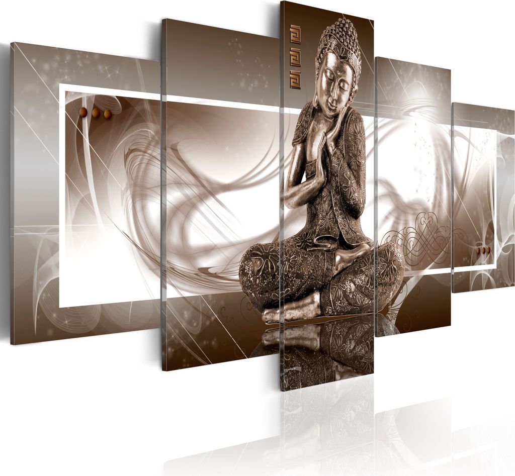 Modernes Wandbild 020113- 266 (100x50) - 5 Teilig Bilder Fotografie auf Vlies Leinwand Foto Bild Dekoration Wand Bilder Kunstdruck Buddha
