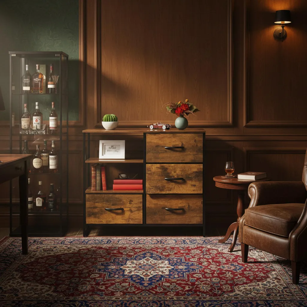 Relaxdays Commode avec Tiroirs et Compartiments Ouverts - Design Bois - 2