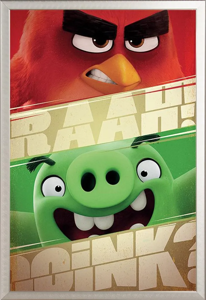 Poster Angry Birds avec Cadre Aluminium Argenté Shinsuke Anti-Reflet
