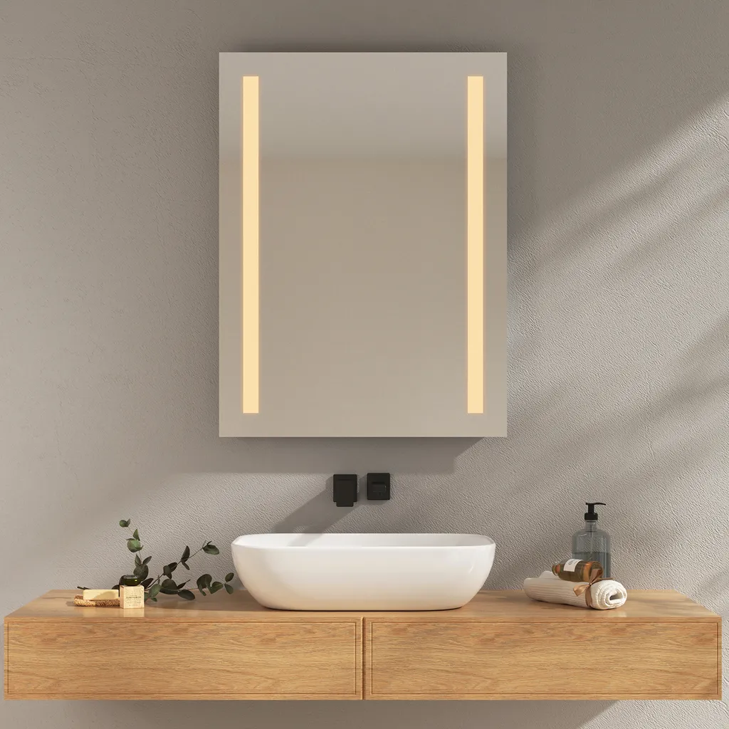 Miroir lumineux mural avec fonction anti-buée et LED bicolore EMKE