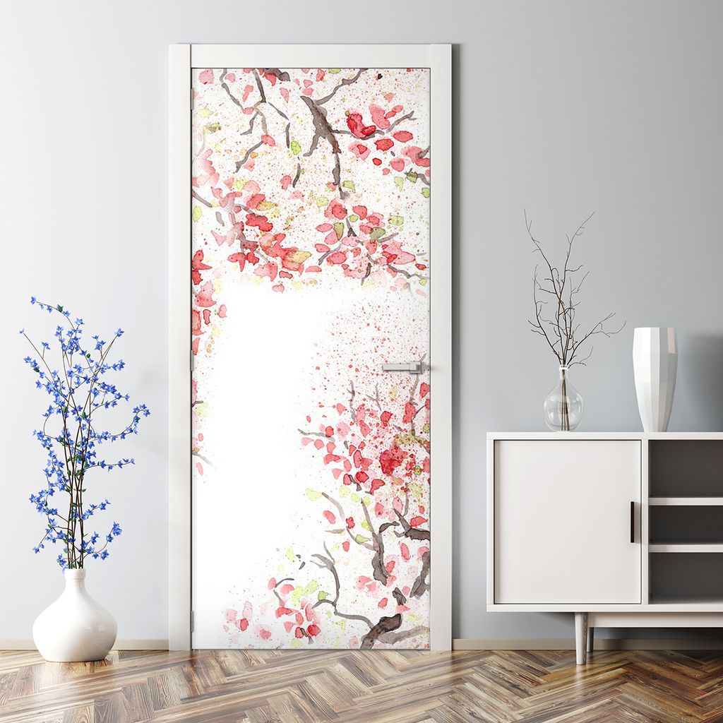 Dekorative Aufkleber selbstklebend Klebefolie Türaufkleber Türposter Frühling Kirschblüte 85 x 200 cm