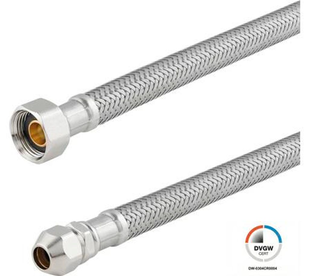 veporit Flexschlauch 3/8 IG x 1/4" AG mit Quetschverschraubung 8 mm x 500 mm DVGW "