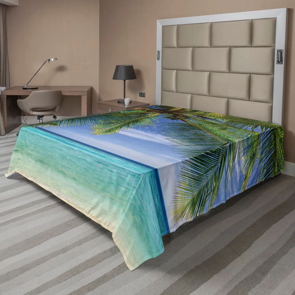 Drap de lit plat Océan anti-décoloration 266x260 cm pour lit King Size