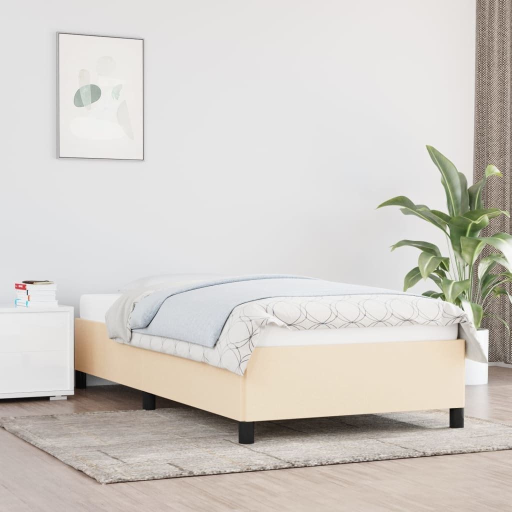 Bettgestell Creme 90x190 cm Stoff , Klassische Betten Design 2024