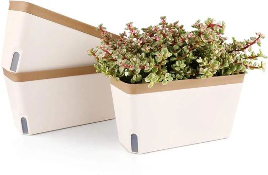 Pot en plastique orange 27 cm avec réserve d'eau pour déco intérieure