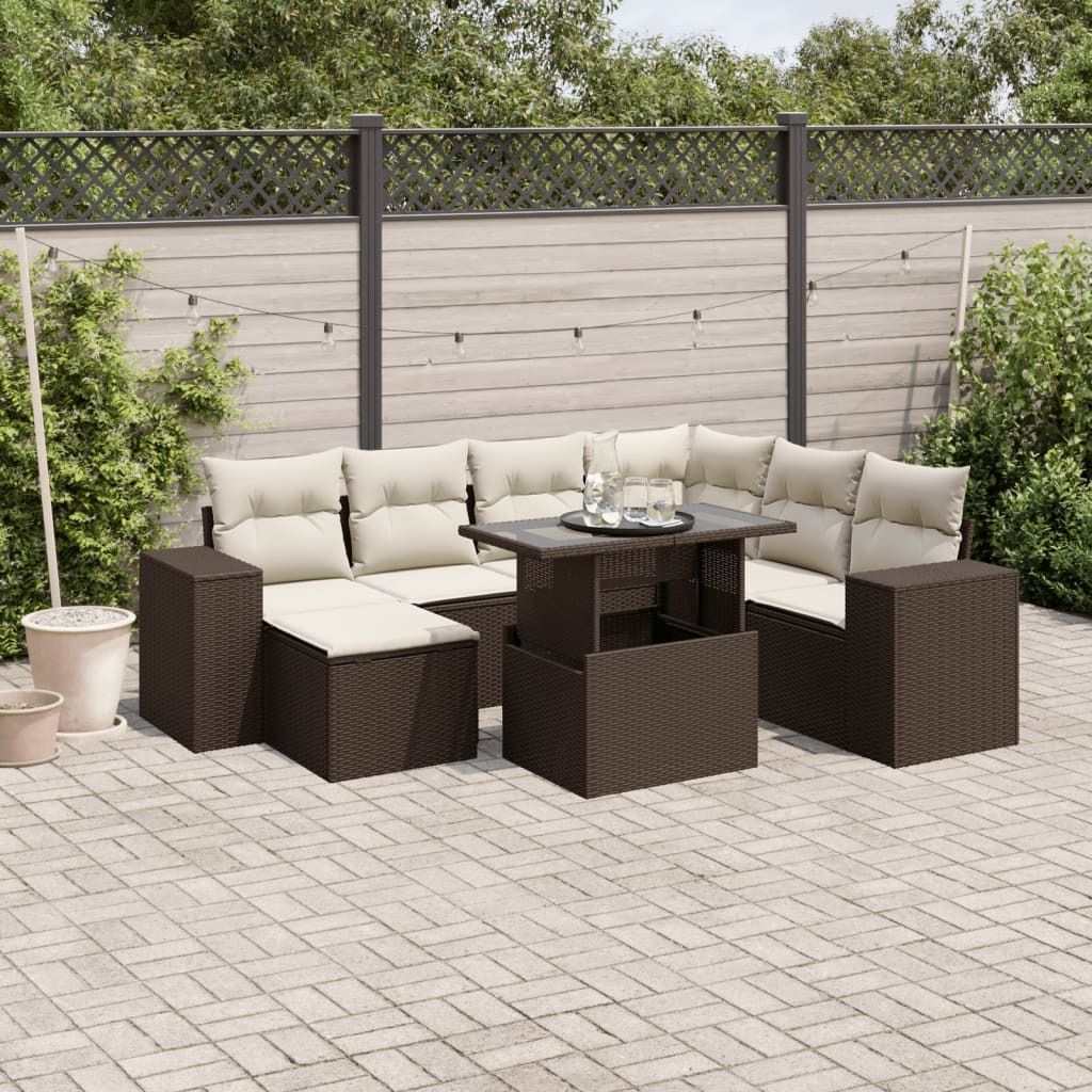 "Rabatt" 8-tlg. Garten-Sofagarnitur - mit sofa - mit Kissen Braun Poly Rattan - Lounge-Dining set CC10524