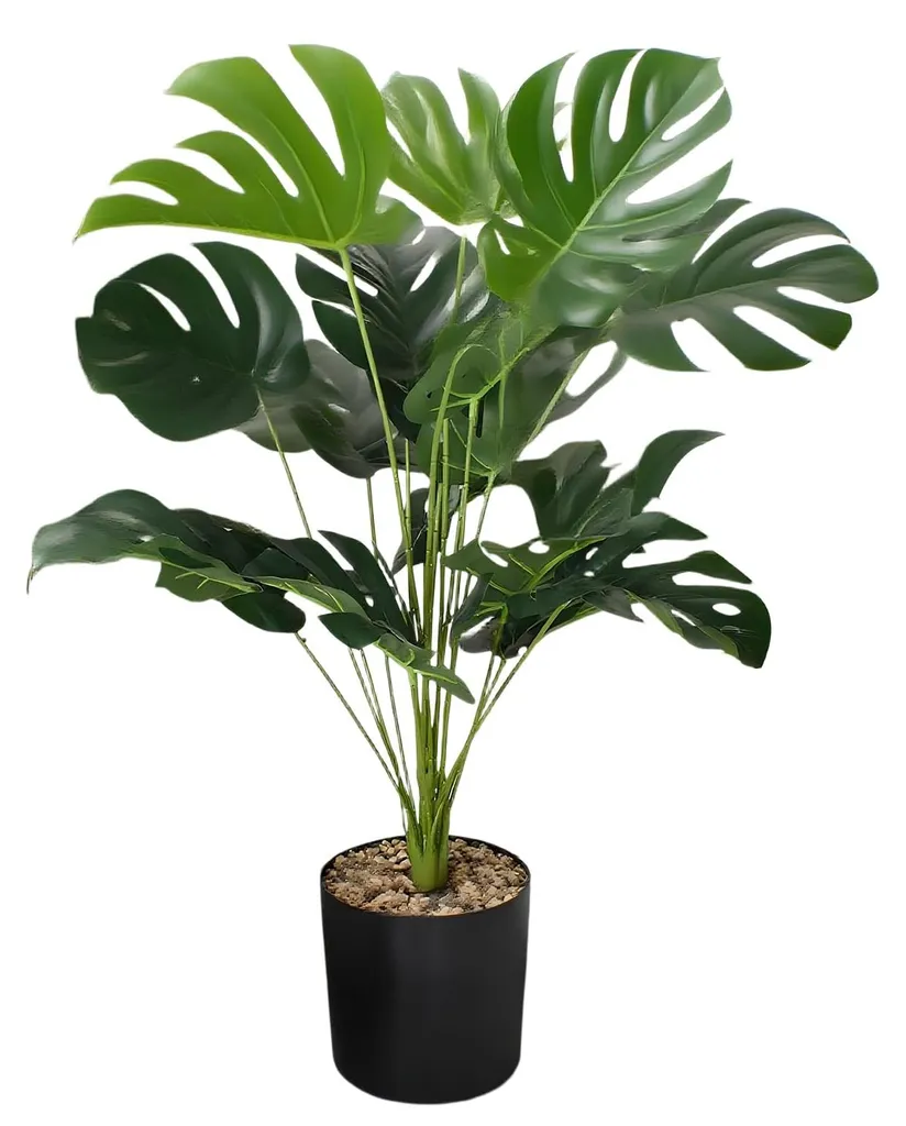 Monstera artificiel 18 feuilles 70 cm - Plante verte aspect naturel