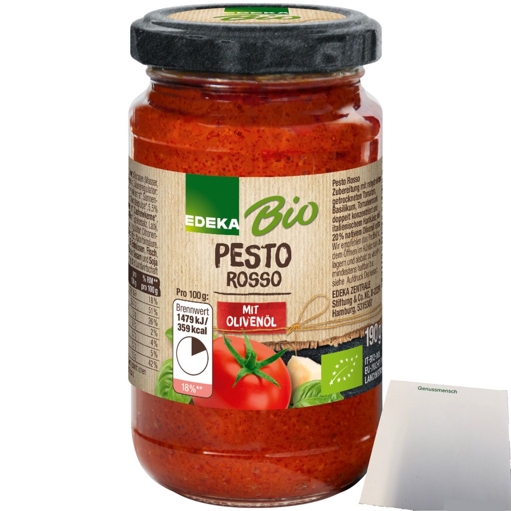 Edeka Pesto Rosso mit Olivenöl (190g Glas) + usy Block