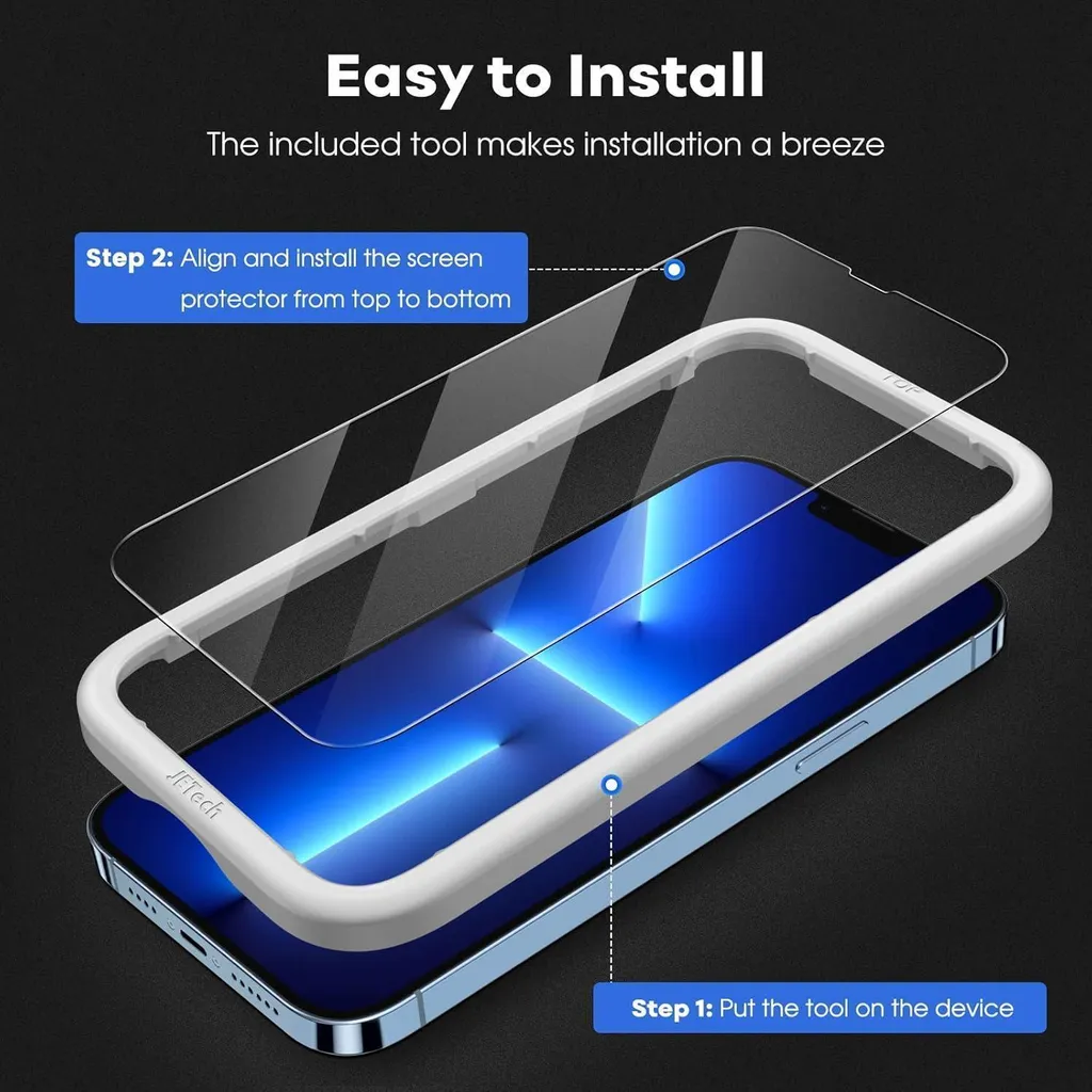 Anti-Casse Écran iPhone 13 Pro Max : Verre Trempé JETech 6,7" Pack de 3