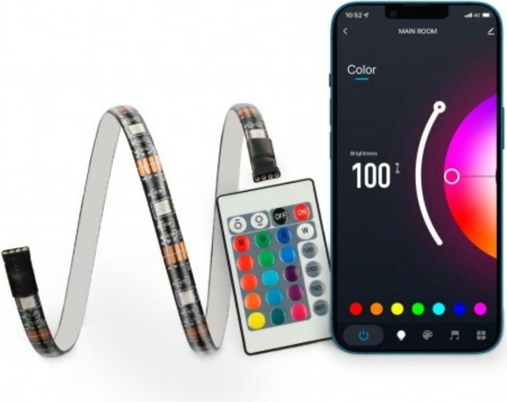 KSIX LED-Streifen TV 55 Zoll, Fernbedienung & App-Steuerung, 16 RGB-Farben, 4 dynamische Modi, 6 Streifen of 53 cm, schneidbar