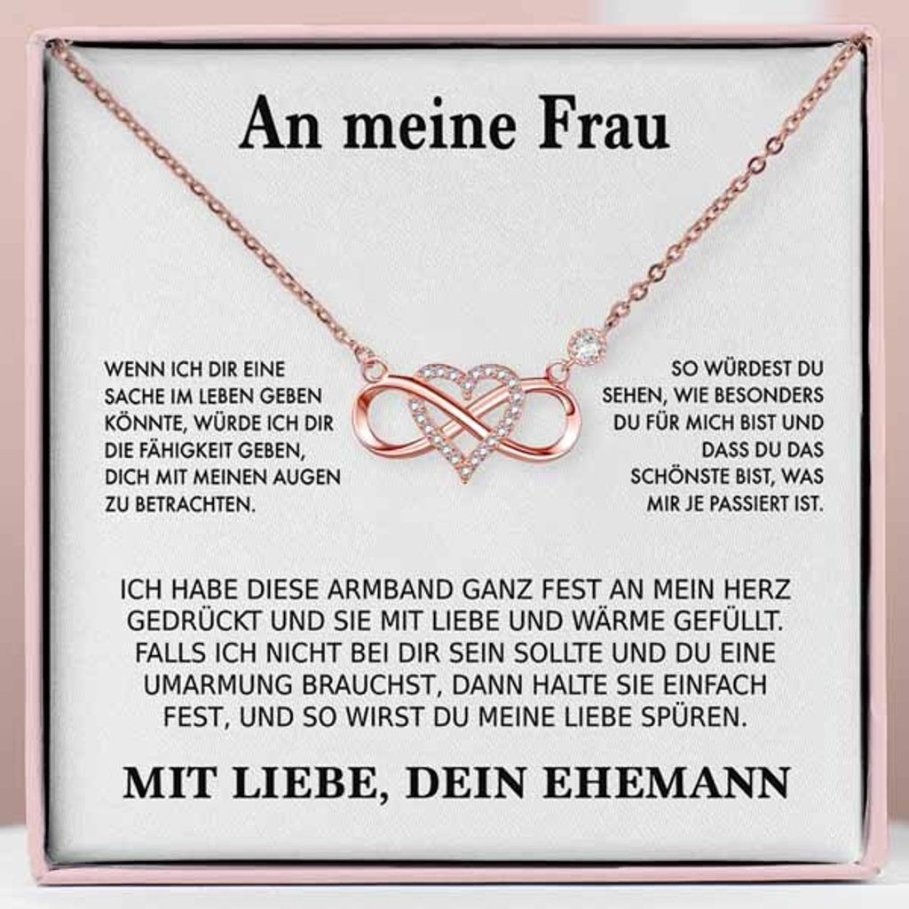 À ma femme - Collier en or rose avec cristaux de zirconium Image du produit 