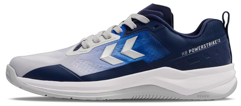Hummel HB Powerstrike Pro Indoor Hallenschuhe Sportschuhe Handballschuhe blau/weiß 230729-8678, Schuhgröße:43 EU