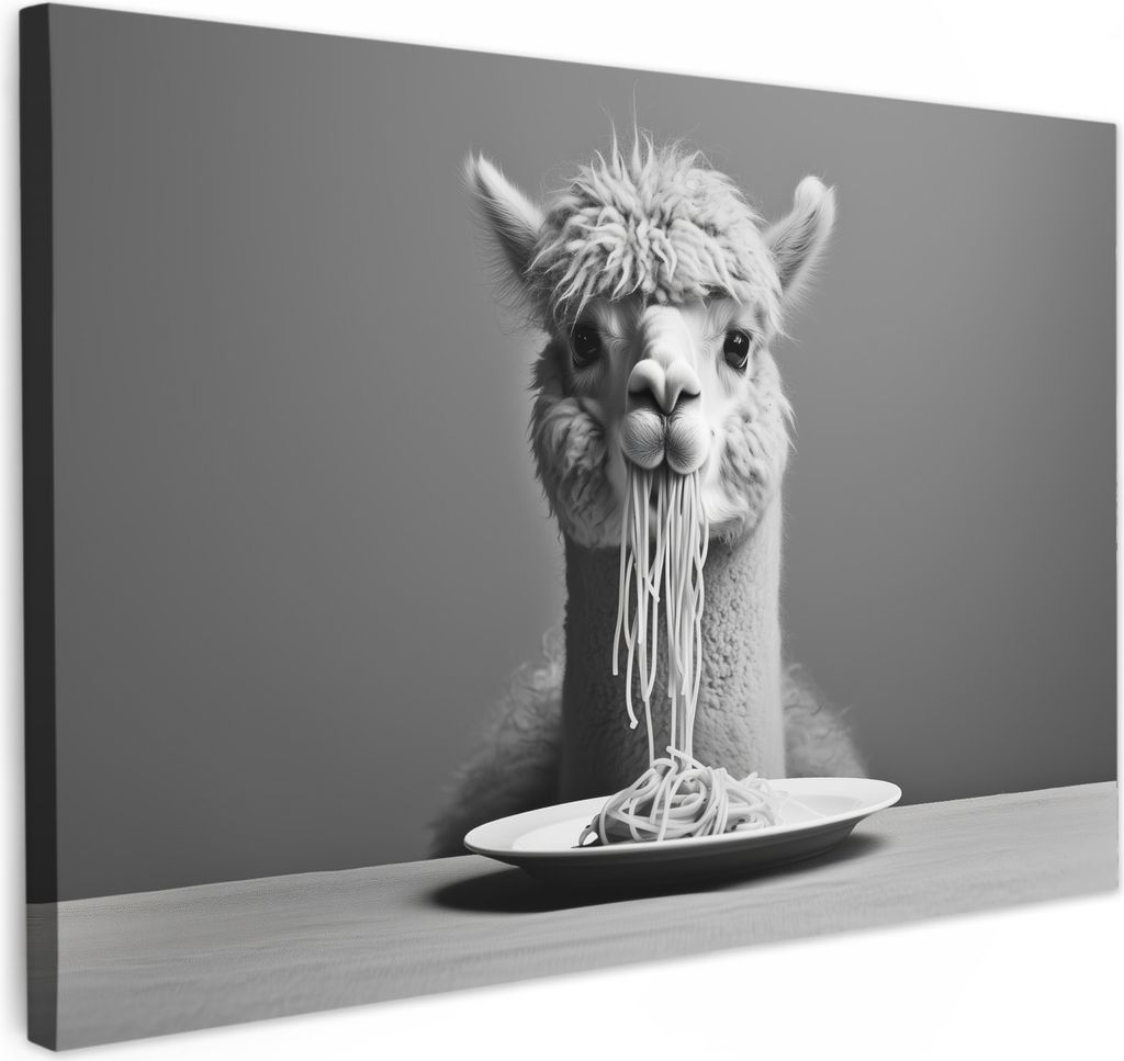 Leinwand Bilder 120x80 cm - Tiere, Komisch - Alpaka, Wandbilder, Wanddeko Wohnzimmer, Bild