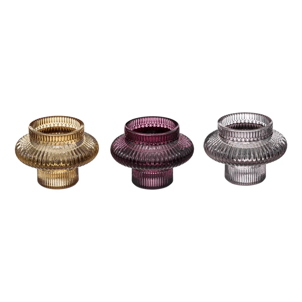 Set 3 bougeoirs pour décoration table mariage ou dîner chic en verre
