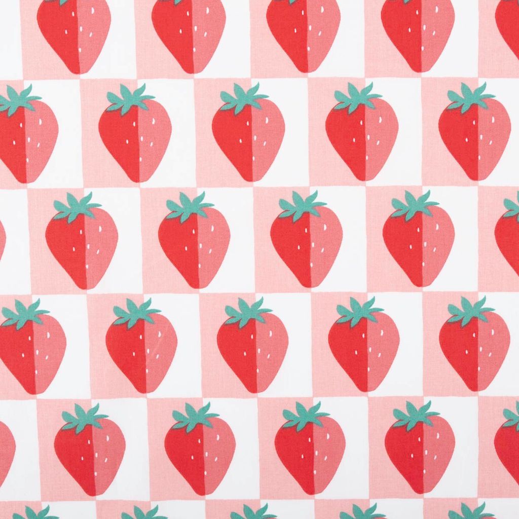 Baumwollstoff Mariguette Erdbeeren rosa-rot 1,47m Breite