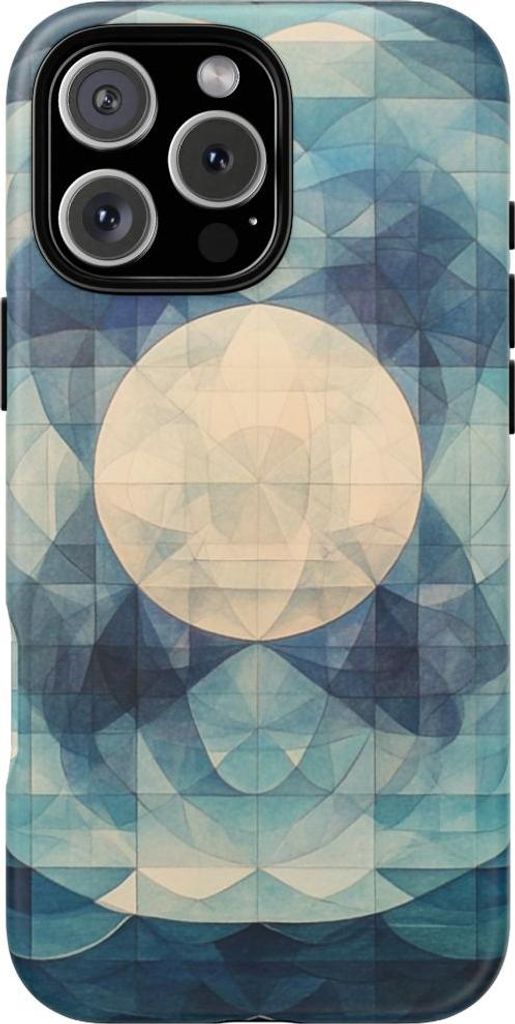 Geometrischer Mond- und Meeresstil – Handyhülle Kompatibel mit iPhone 16 Pro Max
