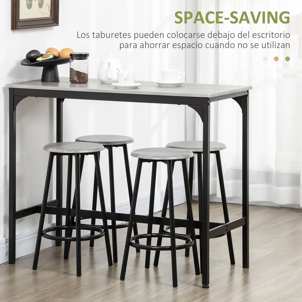 Table de bar grise compacte 4 places pour aménager un petit espace