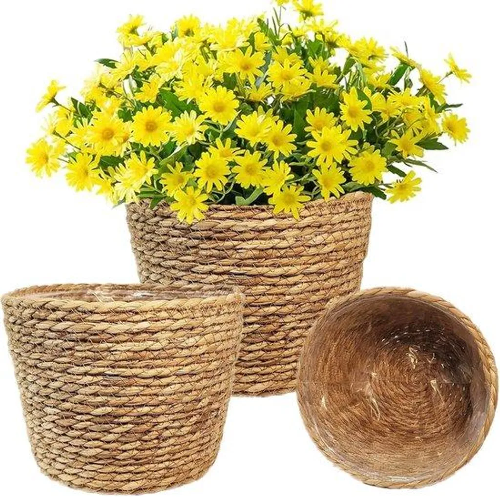 Lot de 3 Paniers en Osier pour Fleurs - Cache-pots Tressés Imperméables