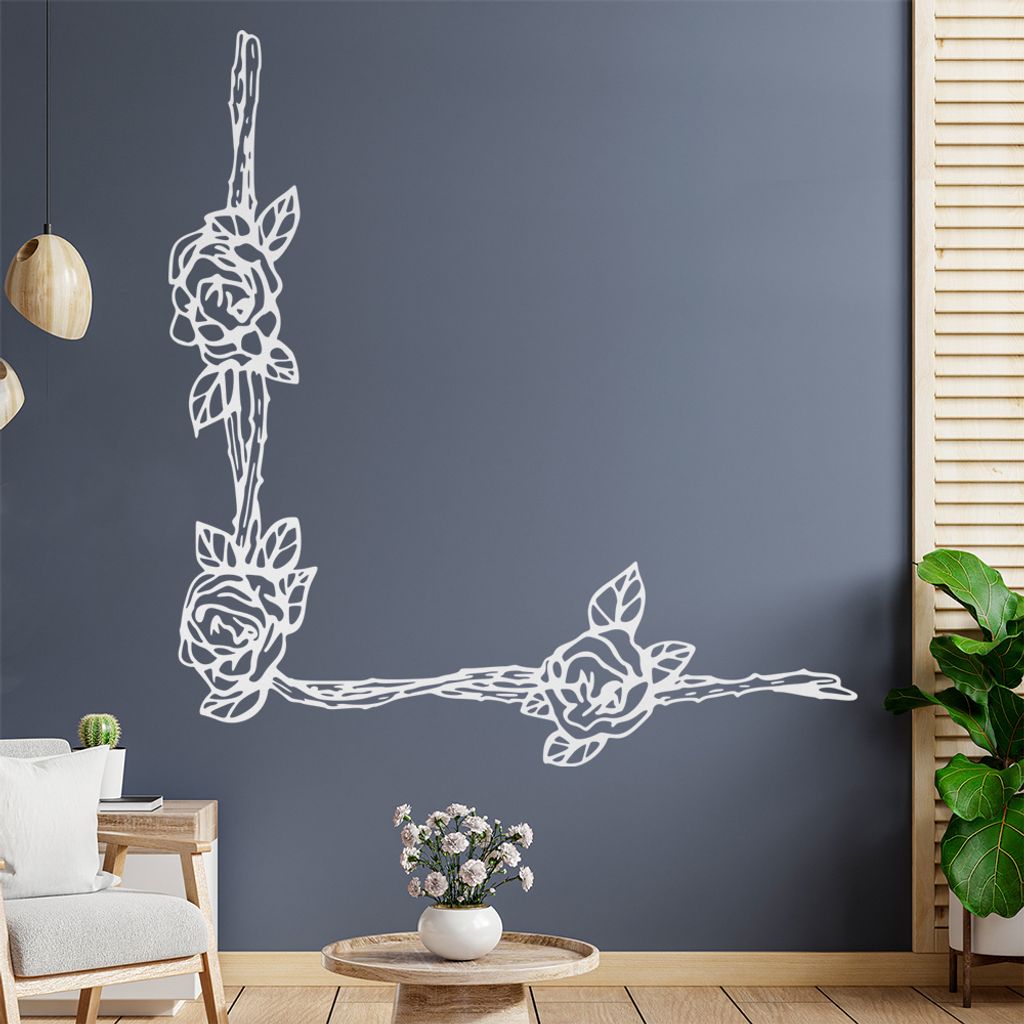 Rose - Pflanzen Wandtattoo in 6 Größen - Wandaufkleber Wall Sticker - Dekoration, Küche, Wohnzimmer, Schlafzimmer, Badezimmer