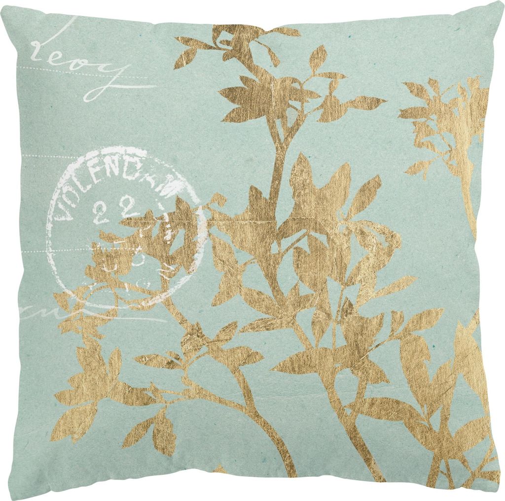 Dekokissen mit Motiv drinnen / Indoor Zierkissen Canvas waschbar Pflanzen türkis Vintage Sofakissen ohne Füllung