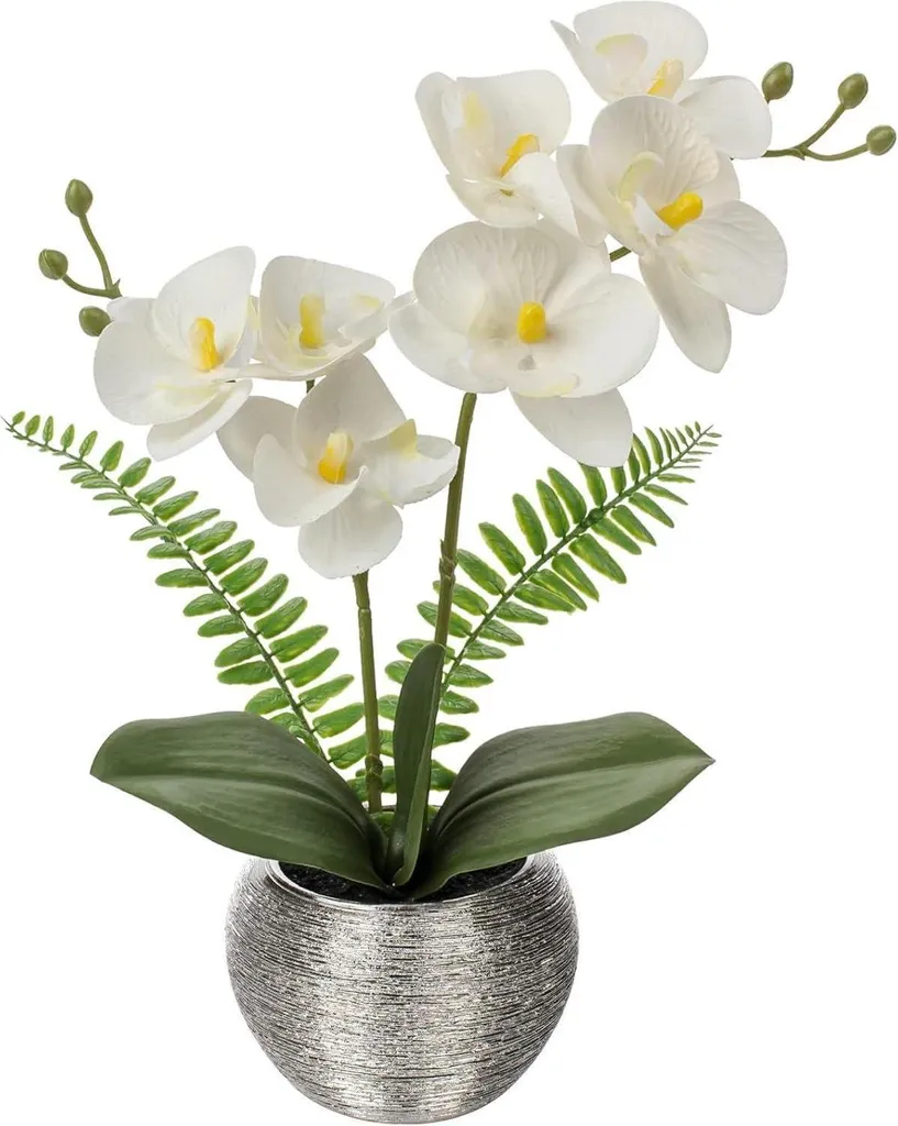 Orchidée artificielle blanche 33cm Phalaenopsis pot design moderne