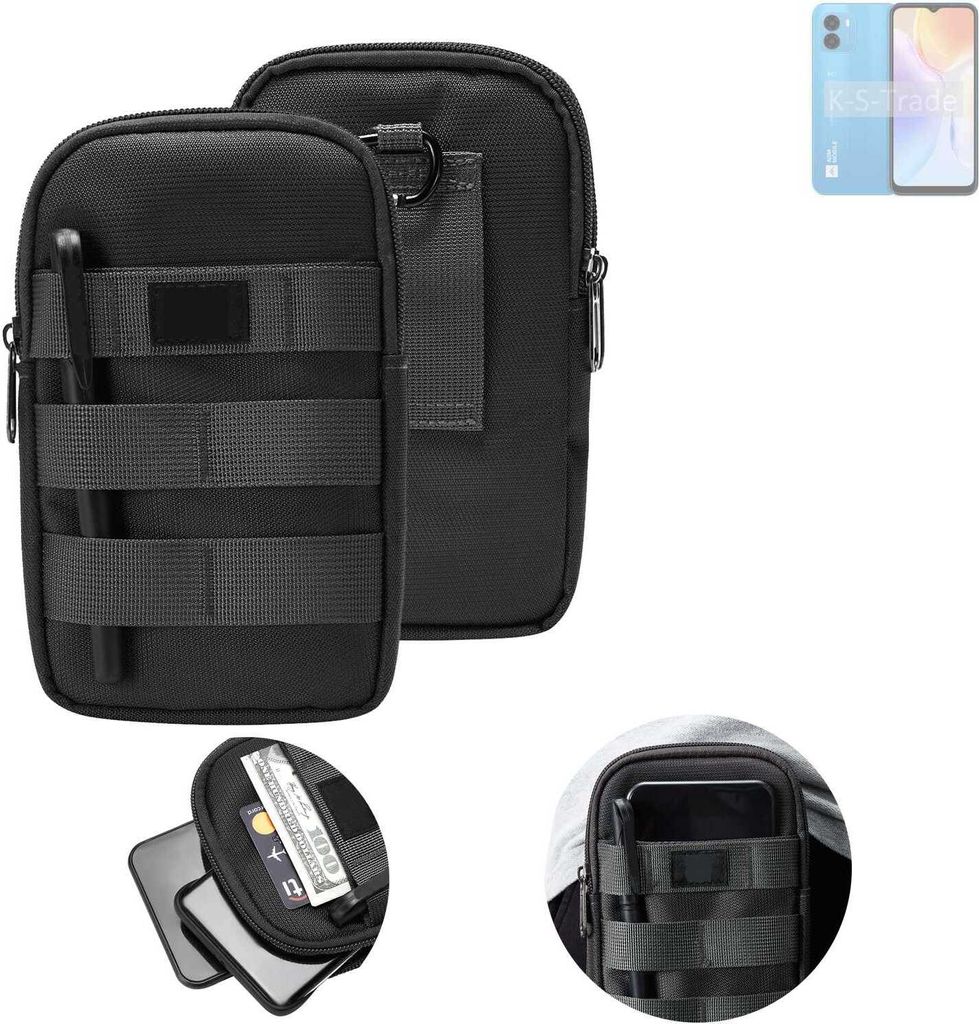 K-S-Trade Holster Gürtel Tasche kompatibel mit AGM Note N1 Lite Handy Tasche Schutz Hülle dunkel-grau viele Fächer, 1x