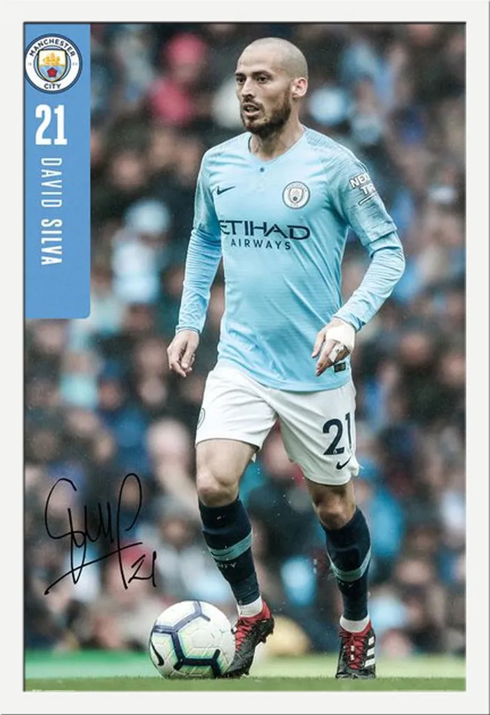 Poster Manchester City Bernardo Silva 18/19 avec Cadre Shinsuke Blanc