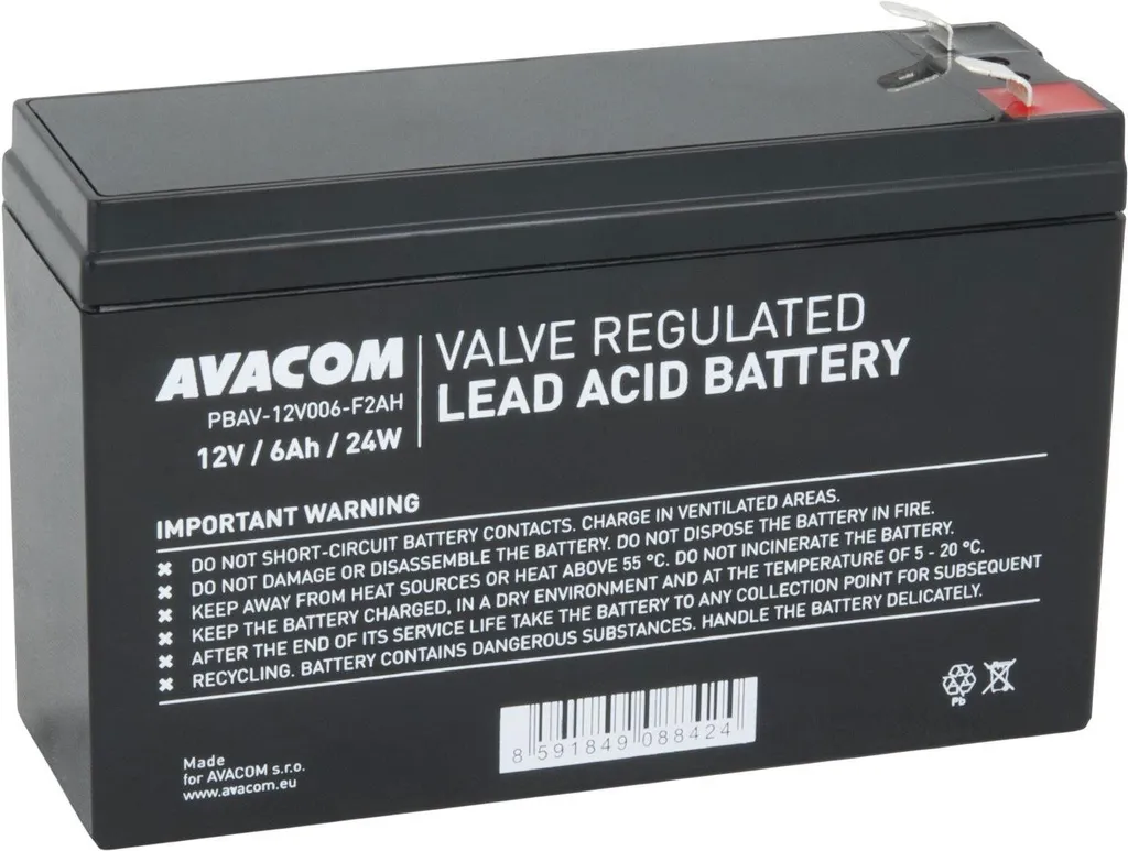 Batterie AVACOM 12V 6Ah F2 HighRate - Accu Plomb AGM Haute Performance