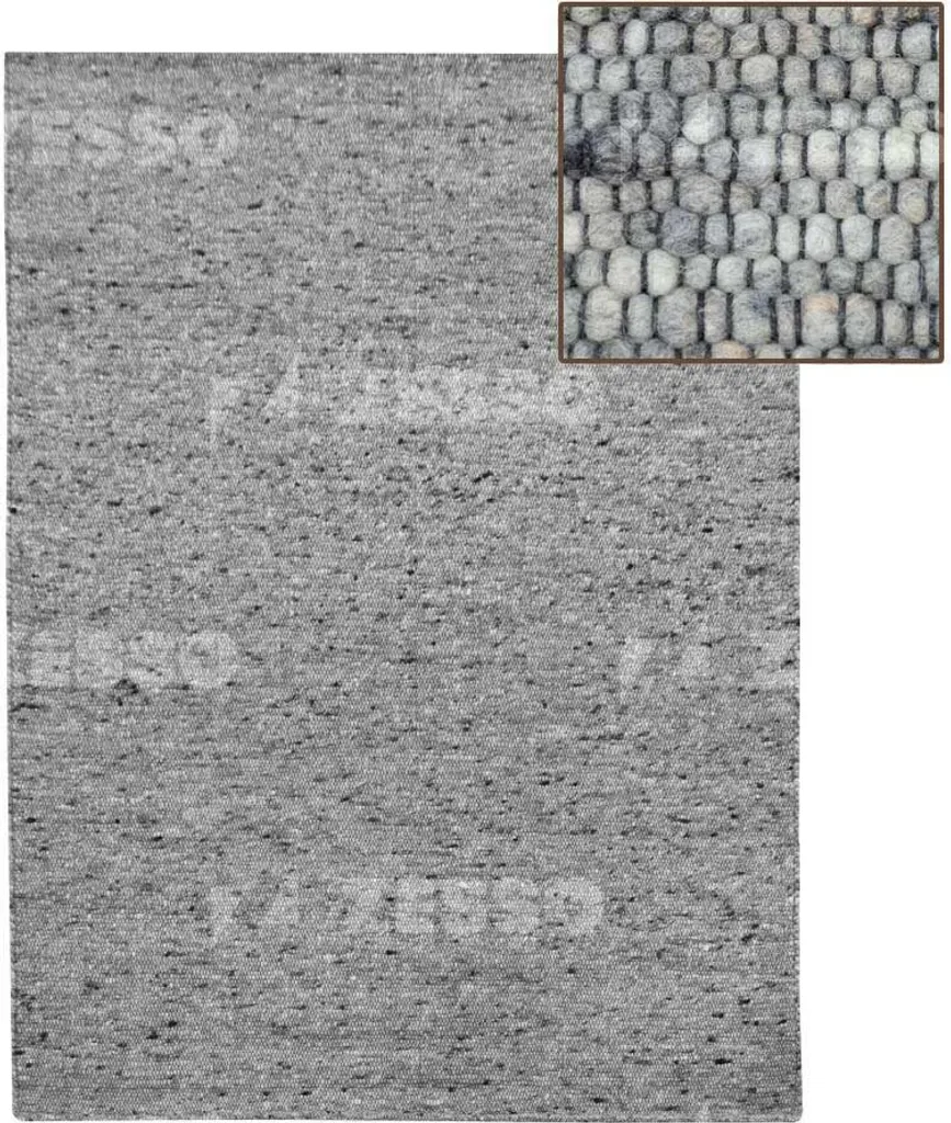 Tapis laine Vilkas 170x230 cm Ordos Fumé - Anti-poussière et Acoustique