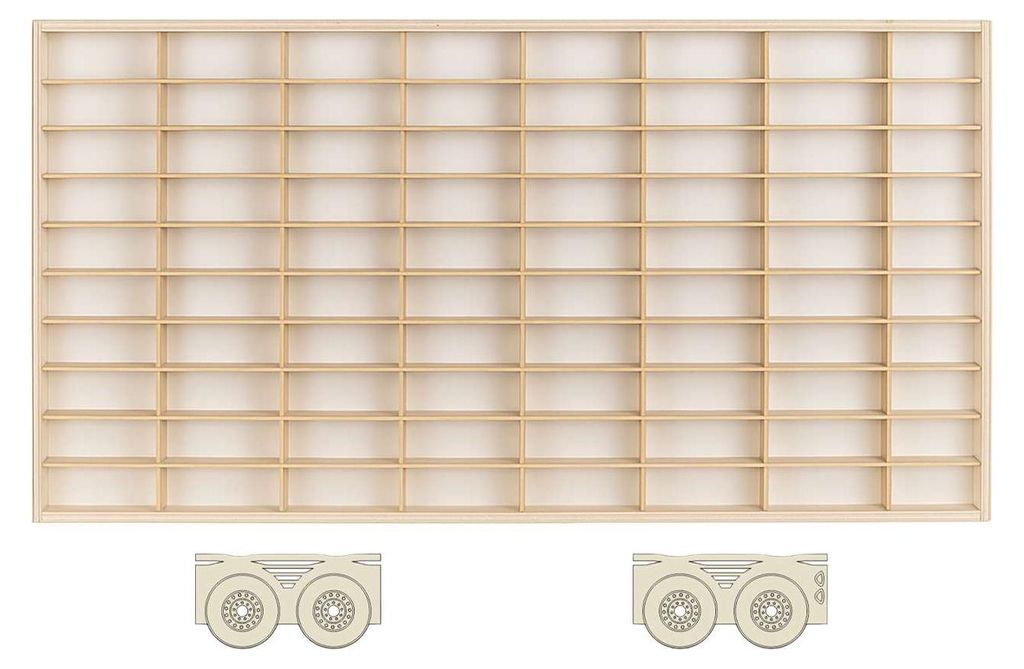 ArtTwist Trailer für Modellauto Vitrine | Hot Wheels Aufbewahrung zu 80 Fächen | Sammlervitrine Hängend 78,5cm x 40cm x 4cm | Setzkasten Holz f...