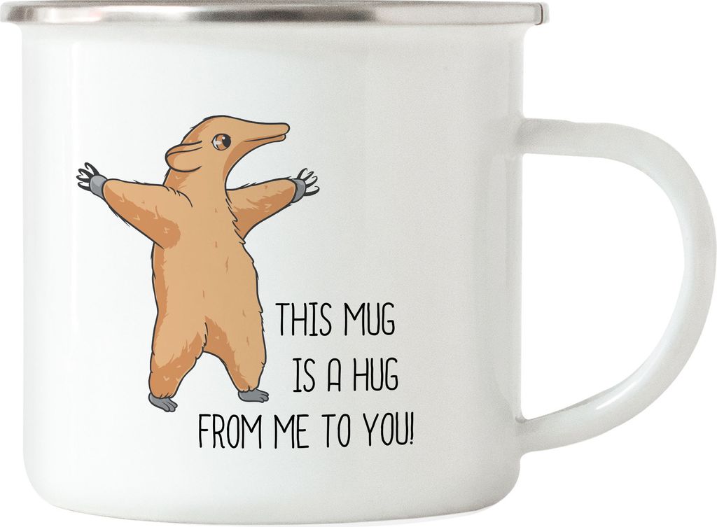This Mug Is A Hug From Me To You Emaille Tasse Umarmung Geschenkidee Freundin Freund Familie Süß Niedlich