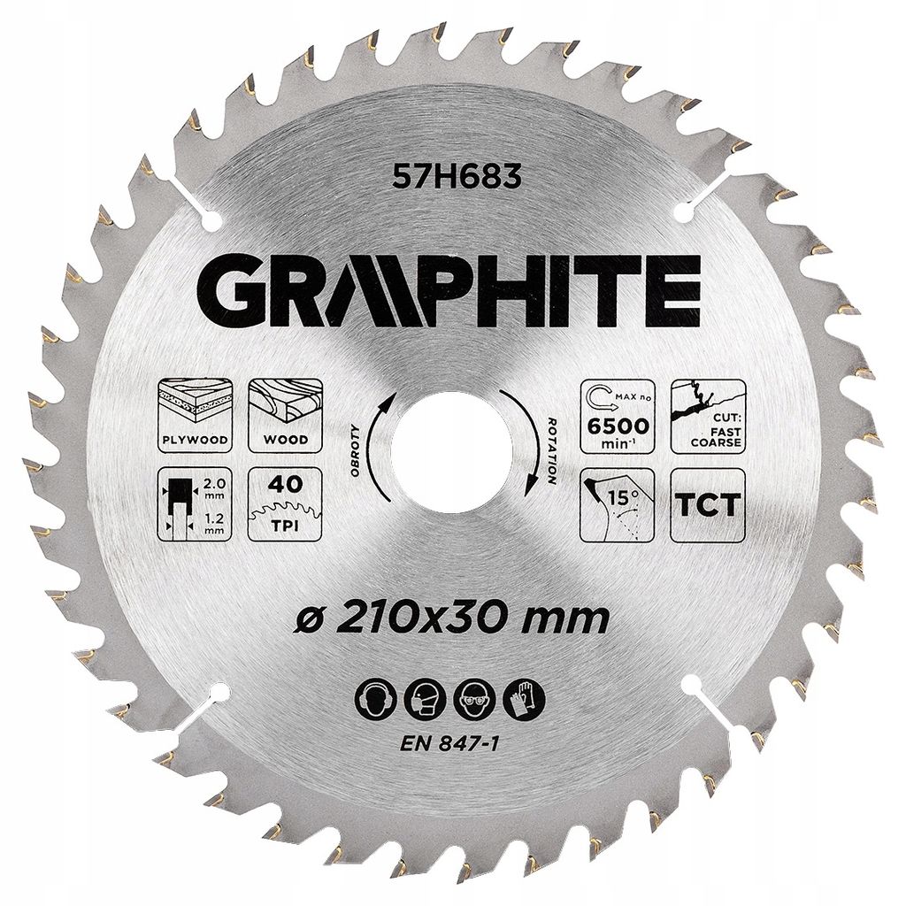 GRAPHITE Kreissägeblatt Ø 210 mm x 1,2 mm x 2 mm | Für Holz Produktbild 