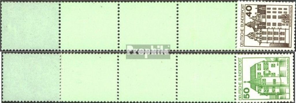 Briefmarken BRD (BR.Deutschland) 1980 Mi 1037A I R-1038A I R Endfünferstreifen (kompl.Ausg.) postfrisch Burgen und Schlösser