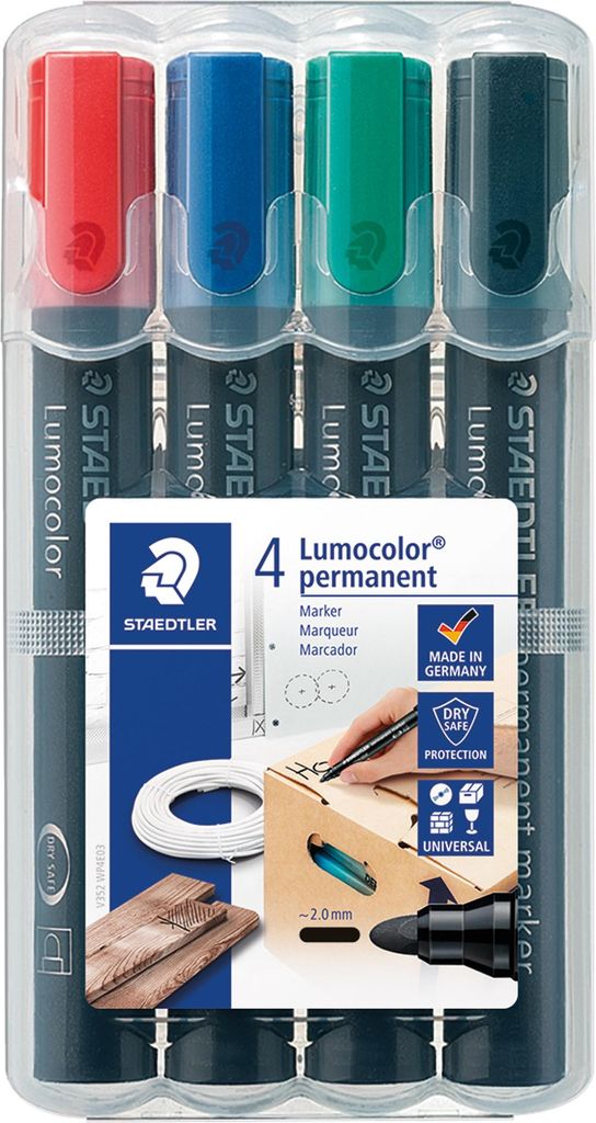 Permanentmarker Lumocolor 2mm 4 Farben sortiert Packung mit 5 Stück