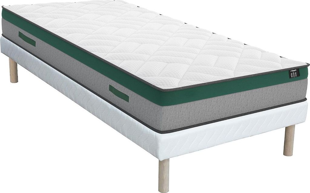 Taschenfederkernmatratze-Bettgestell-Set - 90 x 190 cm - 1 Zone - Härtegrad 2 - Stärke 22 cm - PRESTIGE von YSMÉE