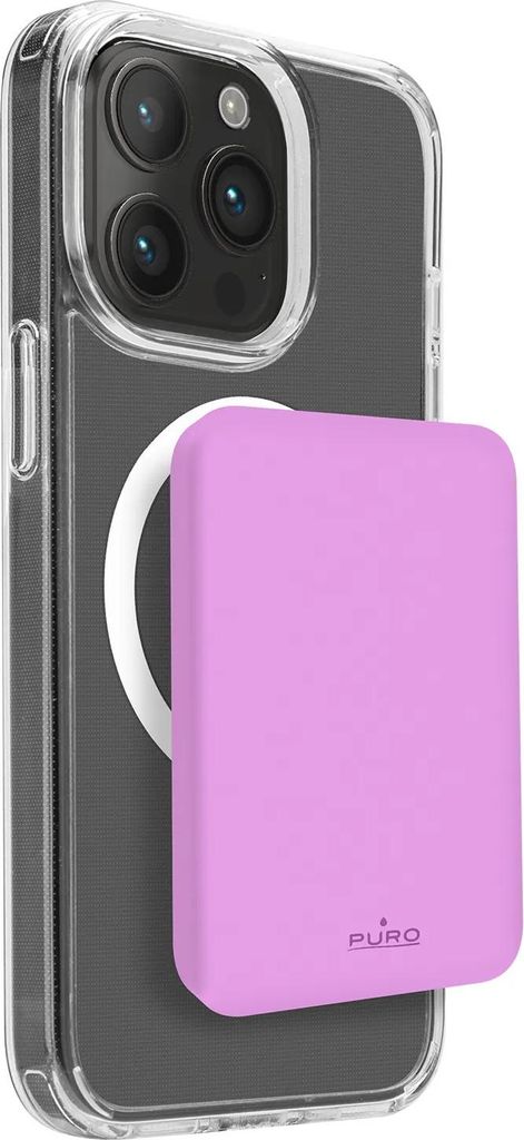 Puro Power Bank Mini MagSafe 4200mAh Carica Wireless 15W USB-C Rosa pro iPhone