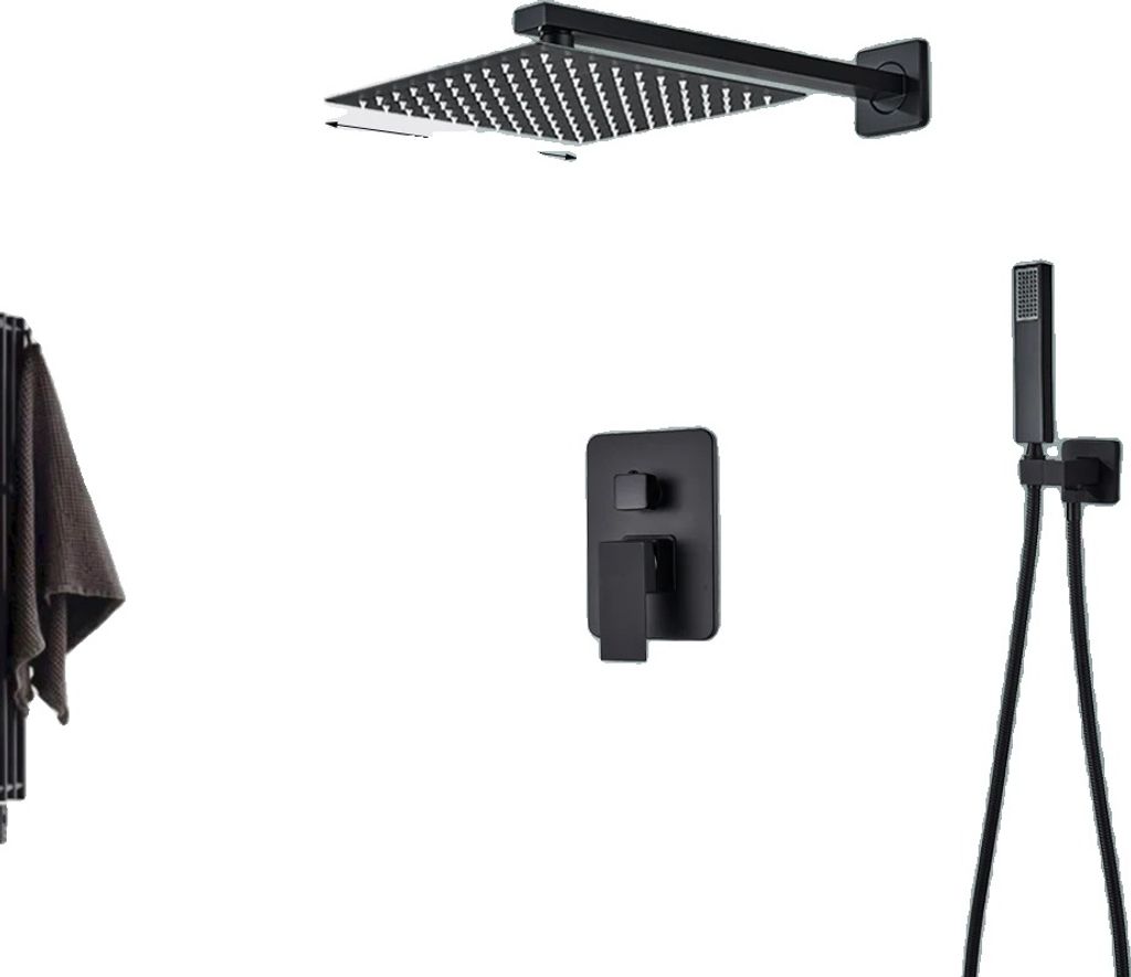 Schwarzes Duscharmatur-System, 8-16 Zoll Optionen, Einhandbetrieb, 2-Wege 10 Zoll