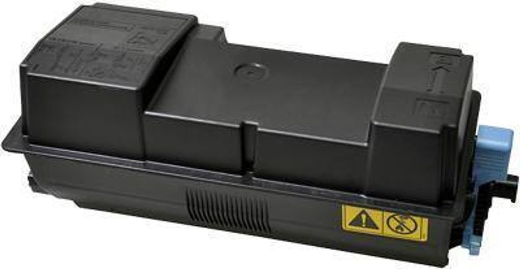 A black toner cartridge for a printer, shown from a diagonal angle against a white background.